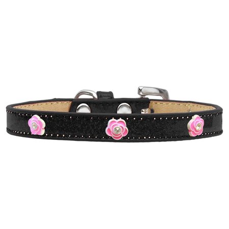 MIRAGE PET PRODUCTS Bright Pink Rose Widget Dog CollarBlack Ice Cream Size 12 633-19 BK12